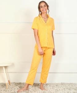 DreamBe Women Conversational Yellow Night Suit Set Price in India - Buy ...