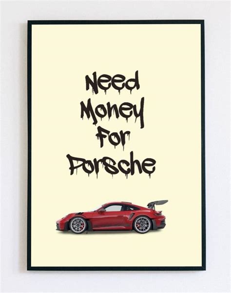LAMIFRAME Need Money For Porsche, Poster Wall Decoration Art Framed ...
