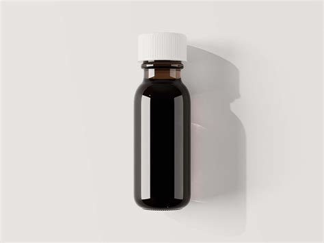 Free Amber Glass Mini Bottle Mockup (PSD)