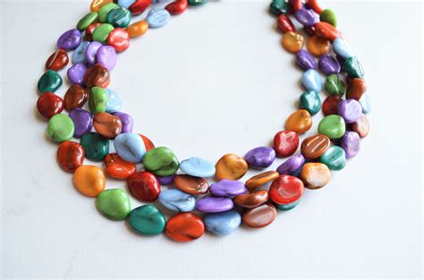 Multi Color Statement Necklace Lucite Bead Necklace Colorful Acrylic ...