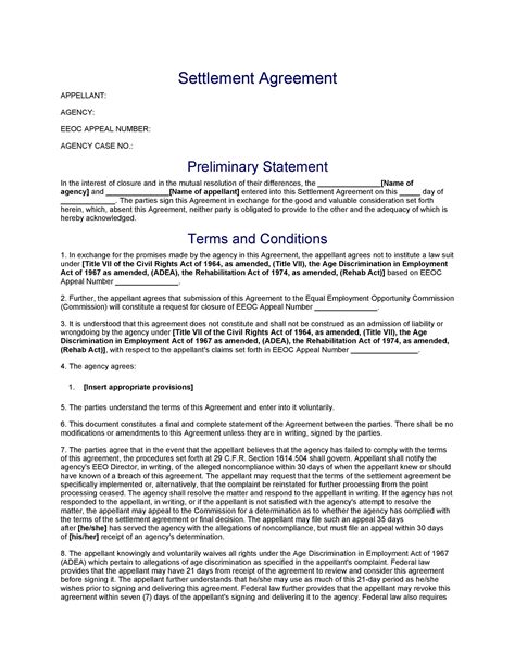 Settlement Agreement And Release California Template