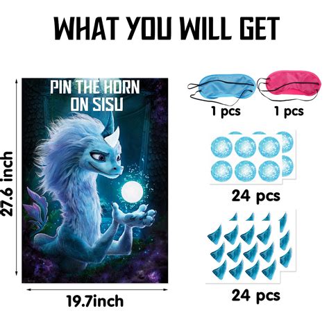 WOOACME Raya and The Last Dragon Party Game - Pin The Horn On Sisu for ...