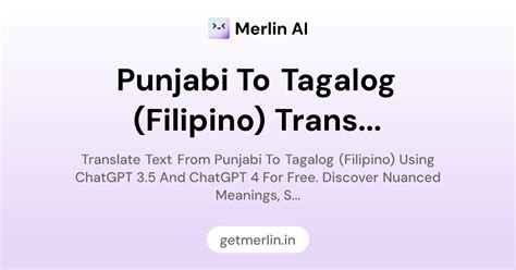 Punjabi to Tagalog (Filipino) Translator