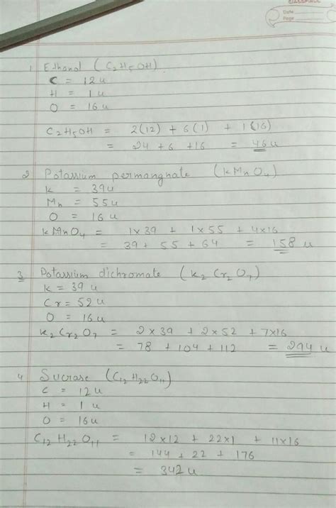 2) Calculate the relative molecular massof the following(1) Ethanol(C,H ...