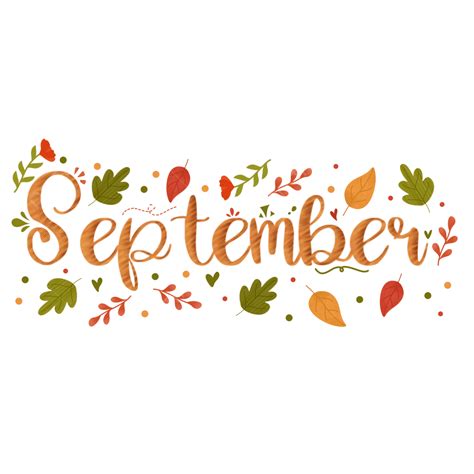 Tulisan September Dengan Hiasan Daun Musim Gugur, Tulisan, September ...