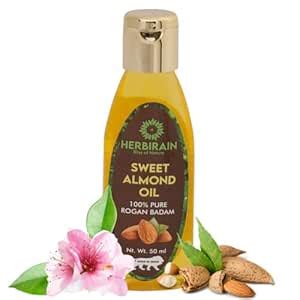 Herbirain Pure Cold Pressed Sweet Almond Oil/For Glowing Face & Skin ...