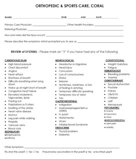 Image result for Review of Systems Example