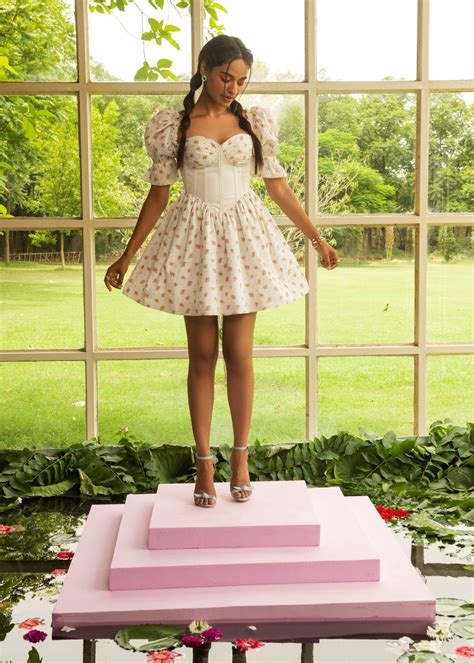 Estelle Floral Cotton Corset Mini Dress CL