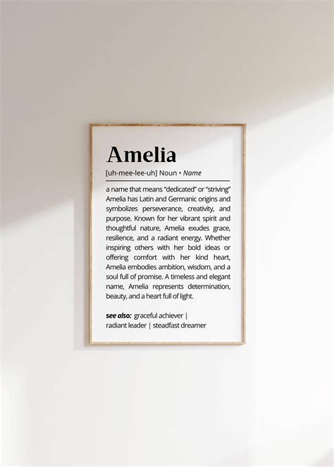 Amelia Name Meaning Print | Personalized Gift | Nursery Wall Art ...