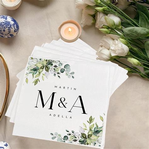 Amazon.com | Personalized Wedding Cocktail Napkins, Dinner Napkins for ...