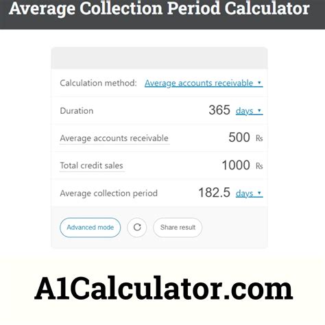 Average Collection Period Calculator Free - A1Calculator