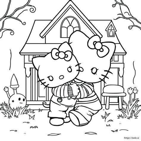 Chucky Hello Kitty Coloring Page