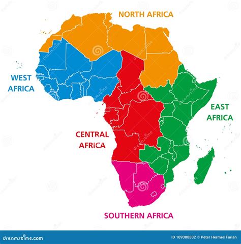 Africa Political Map With Country Names. Vector Illustration ...