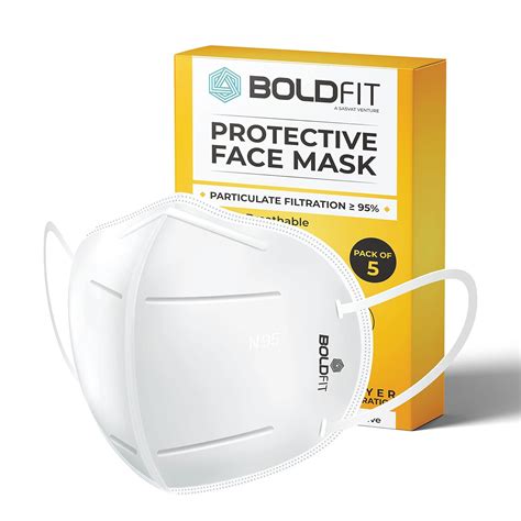 Boldfit N95 face mask for men and women (Pack of 5) N95 mask PM 0.3 ...