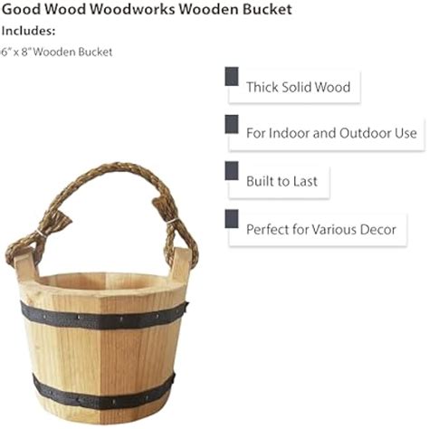 Goodwood GOOD WOOD - Wooden Bucket 6 x 8 Water Wishing Well India | Ubuy