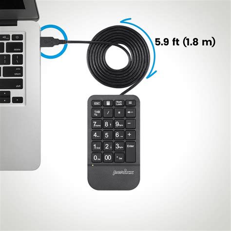 PERIPAD-205 - Wired Numeric Keypad with Big Print Letters - Perixx USA