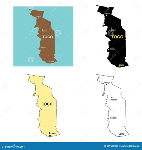 Togo country map stock illustration. Illustration of nation - 359565826