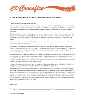 Fillable Online CD Crossfire Player Waiver Fax Email Print - pdfFiller