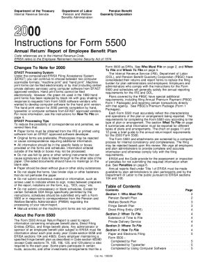 Fillable Online Instructions for Form 5500 Annual Return/report of ...