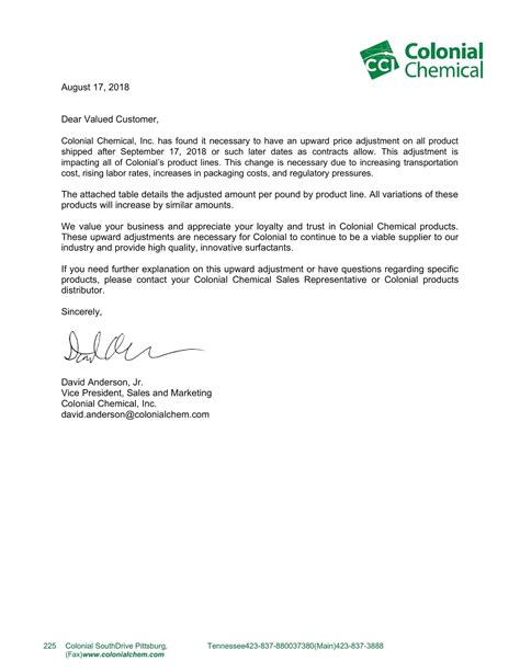 Free Printable Price/Rate Increase Letter Templates [PDF, Excel] Customers