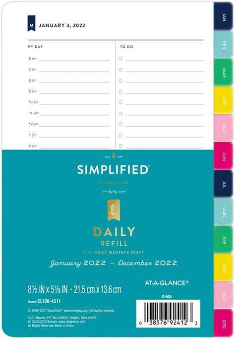 Buy Simplified by Emily Ley 2022 Daily Refill Set, 5-1/2 x 8-1/2, Desk ...