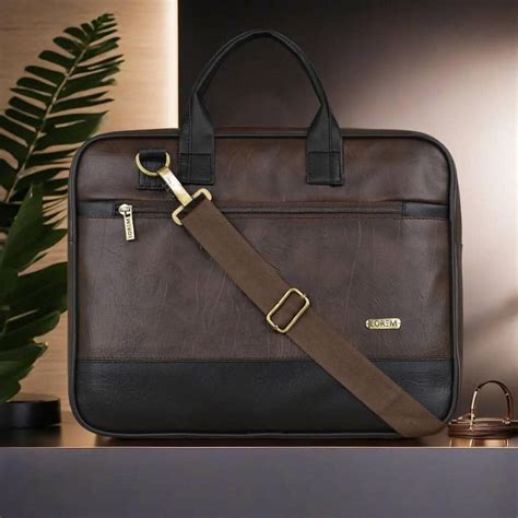 LOREM Brown & Black Color Faux Leather 10L Messenger Bag For Men & Wom ...