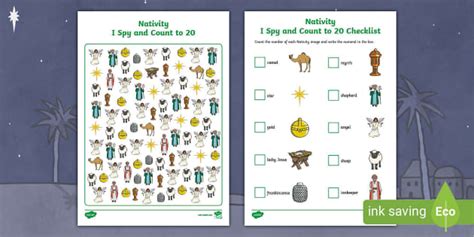 👉 Nativity I Spy and Count to 20 Activity