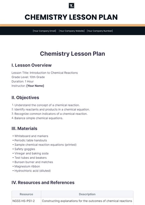 Chemistry Lesson Plan 的图像结果