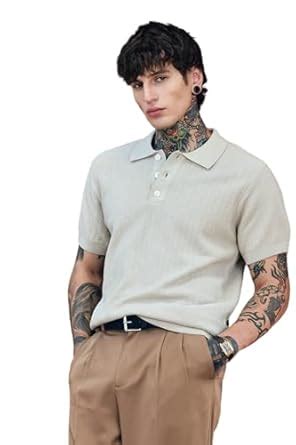 Buy SNITCH Bordeaux Men Polo Beige T-Shirt | Textured Fabric, Relaxed ...