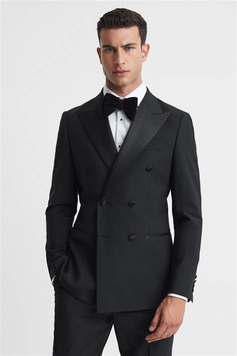 Reiss Tailored-Fit Double-Breasted Tuxedo Jacket in Black - REISS ...