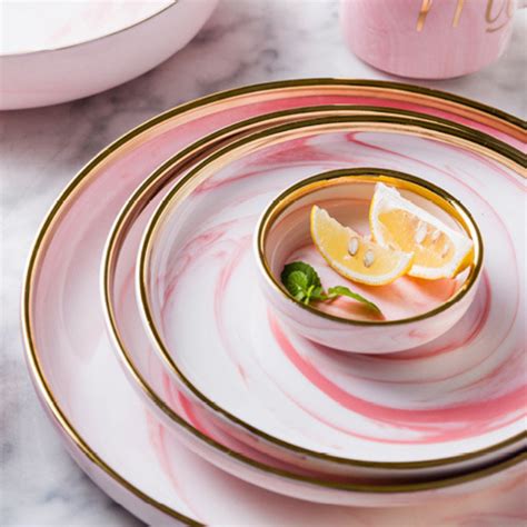 Pink Marble Plate Online - Premium Dinner Plate | Nestasia