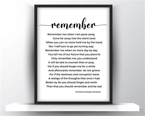 Remember Poem By Christina Georgina Rossetti Printable Wall Art - Shark ...