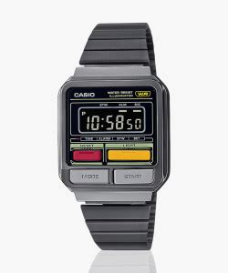 CASIO A120WEGG-1BDF Vintage Black Dial Black Stainless Steel Band ...