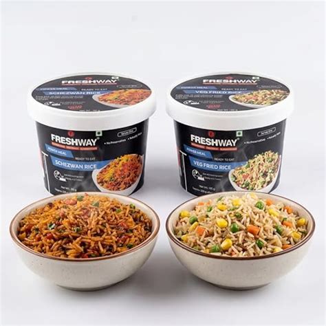 Freshway Pack of 2 (Veg Fried Rice & Schezwan Rice) Ready to Eat Freeze ...