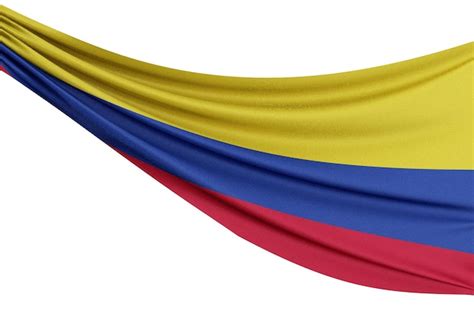 The national flag of colombia waving fabric flag with texture draped on ...