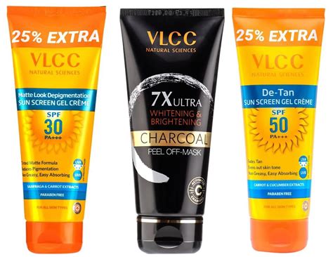 VLCC De Tan Sunscreen Gel Creme, SPF 50, 100g & VLCC Matte Look SPF 30 ...