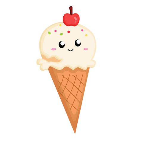 Cute Colorful Flavor Ice Cream Sweet Dessert Cartoon Illustration ...