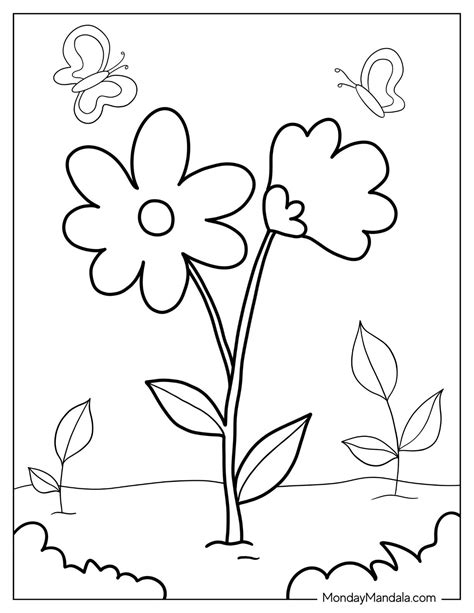 Simple Flower Colouring Pages For Kids