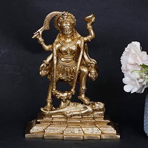 ARTVARKO Brass Goddess Maa Kali Statue Murti with Shiva Idol Religious ...