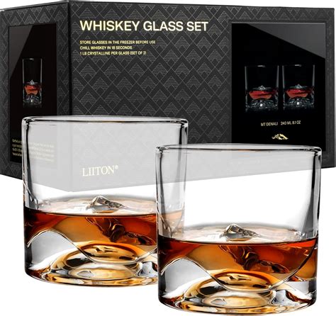 Amazon.com: LIITON Denali Mountain Crystal Bourbon Whiskey Glasses Gift ...