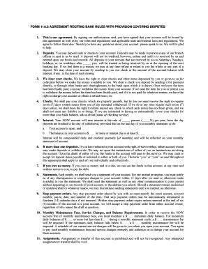 Fillable Online FORM 11A.5 AGREEMENT RECITING BANK RULES WITH ... Fax ...