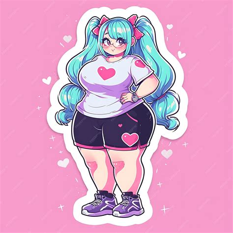Premium Photo | Sticker Anime Girl Cute Chubby Cartoon with Bold Vector ...