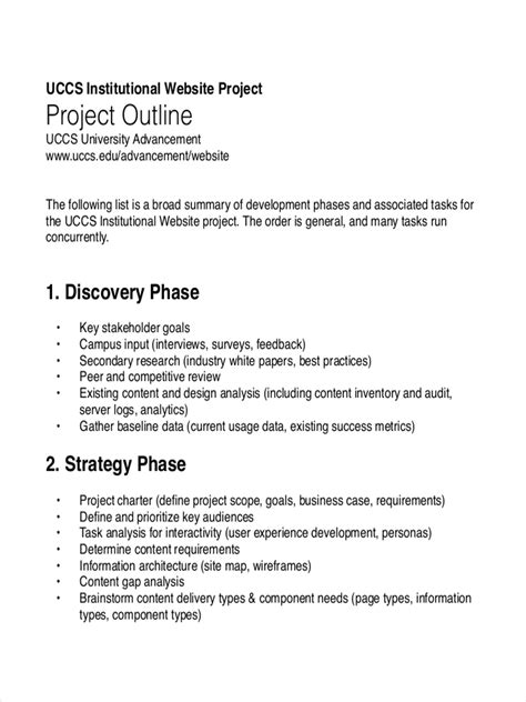 Image result for Project Plan Outline Example