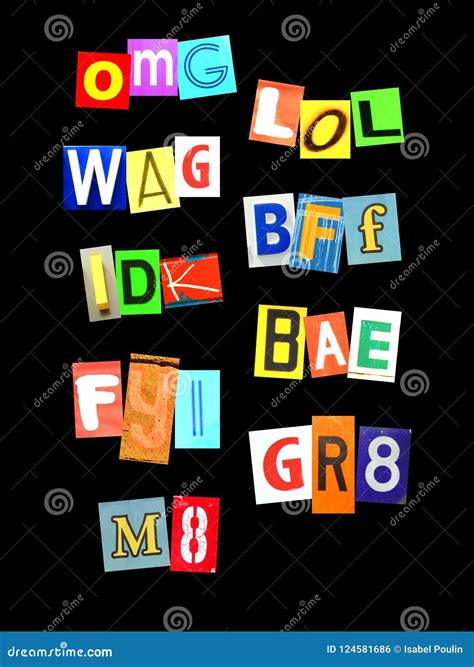 Some Abreviation from Social Media Stock Photo - Image of modern, graphic: 124581686