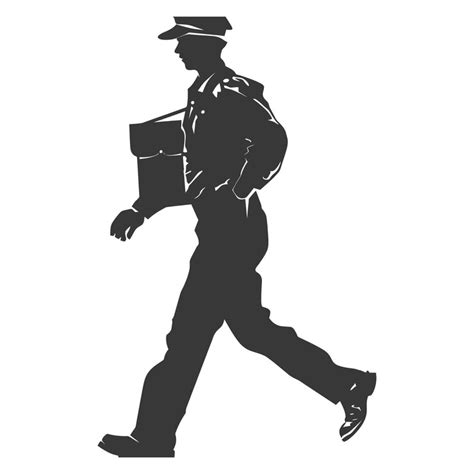 Silhouette mailman in action full body black color only | Premium AI ...