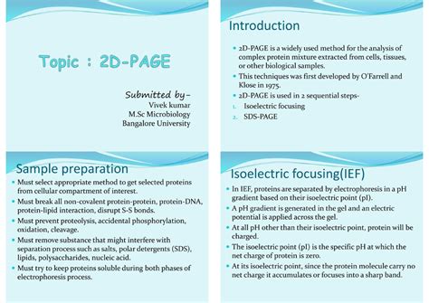 2D PAGE - Useful - Paper VIII – Biotechnology - Studocu