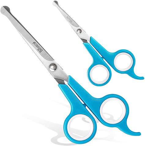BOSHEL Dog Grooming Scissors Set - 2 Pet Scissors with Safe Rounded ...