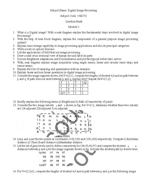 DIP QB MOD1 - sdf - Subject Name: Digital Image Processing Subject Code ...