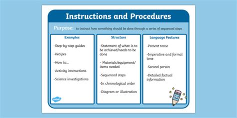 KS2 Features of Instructions and Procedures Poster - Age 7-11yrs
