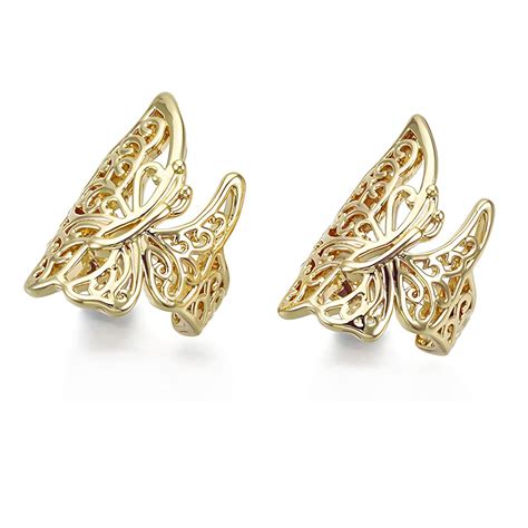 Via Mazzini Fashionable Gold Plated Butterfly Design Non-Pierced Clip ...